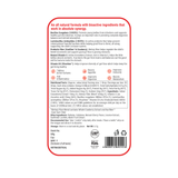 The back of the Melts® into Active Probiotic packaging, containing more information about the product. The list includes ingredients like Vitamin C, D and Lactobacillus Acidophilus, and benefits like boosting immunity, appetite, and improving digestion.