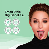 An informational image titled “Small Strip. Big Benefits”, listing the positive effects of Melts® into Hair Fall Control such as reduced hair fall and nourishing hair follicles.