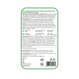 The back of the Melts® into Mighty Omega packaging, containing more information about the product. The list includes ingredients like Vitamins E, Lutein and Vegan Omega 3, and benefits like boosting cognition and promoting bone strength.